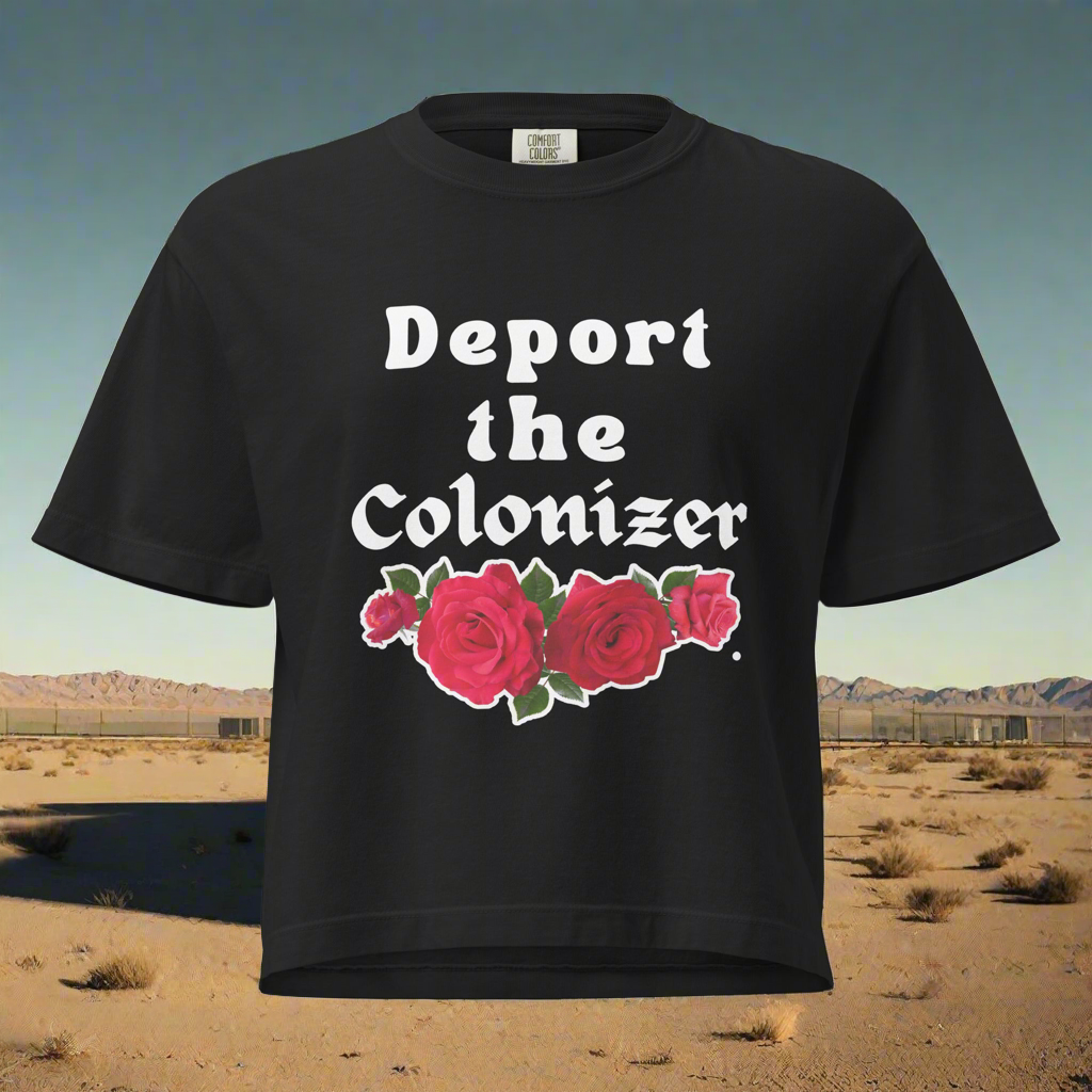 Deport the Colonizer Black Crop Tshirt